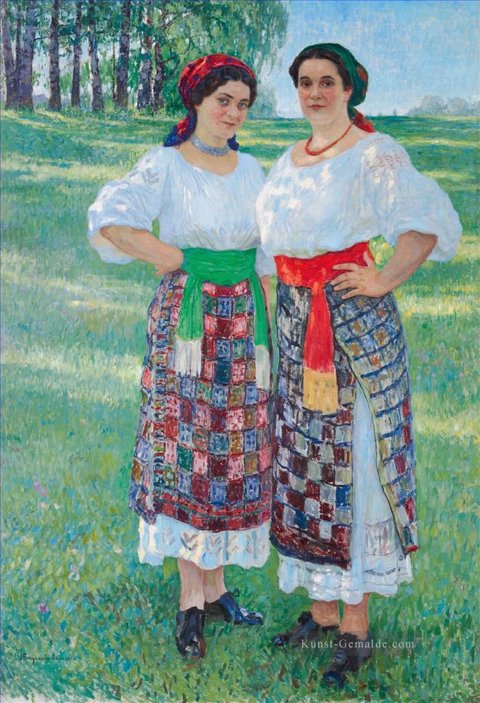 zwei Frauen im latgalischen Kleid Nikolay Bogdanov Belsky Ölgemälde